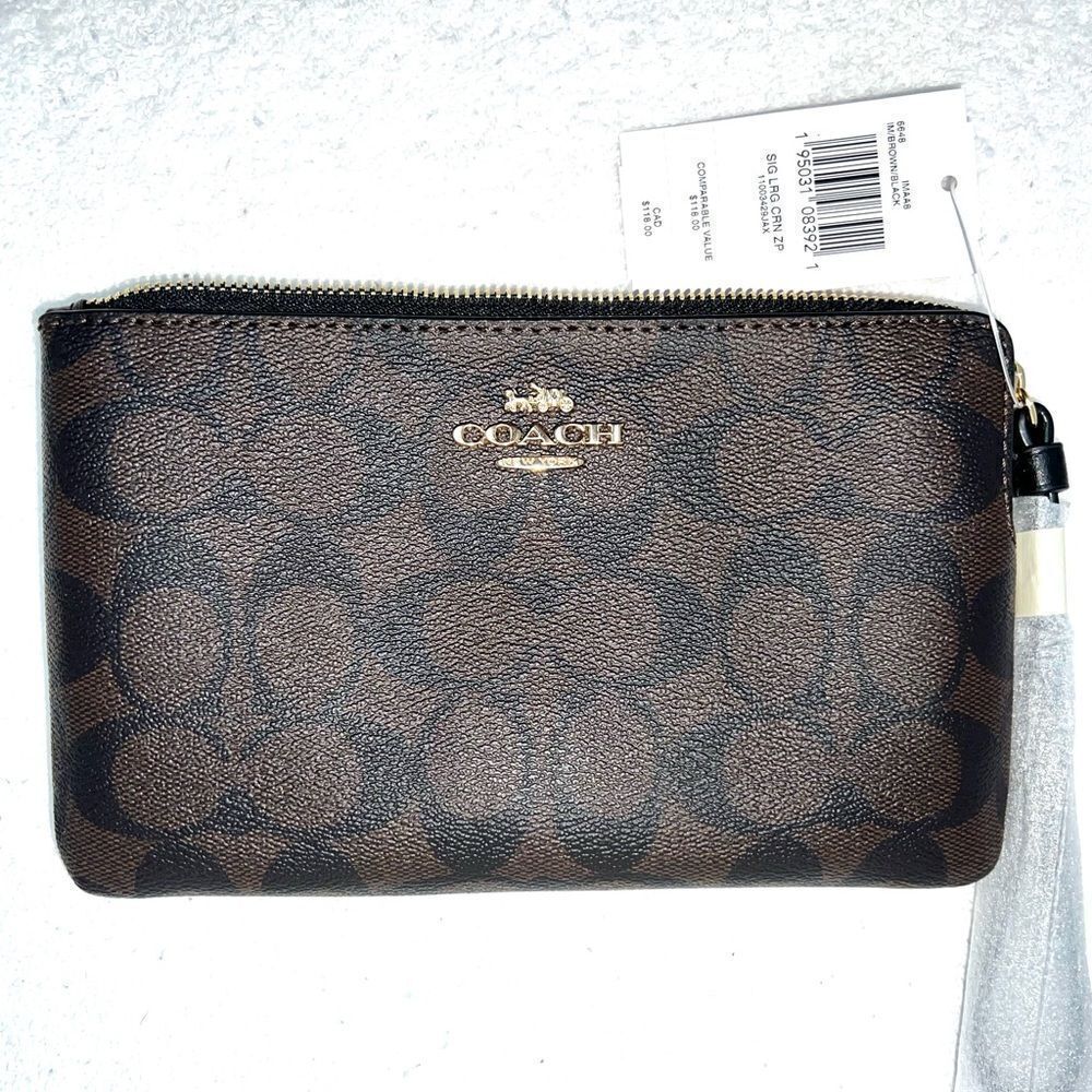 🔥🌷NWT! Coach Sig Large Corner Zip Wallet/Wristlet Msrp:$118.00